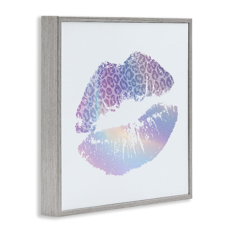 Stupell Glam Patterned Kiss Framed Giclee Art Design By Kim Allen