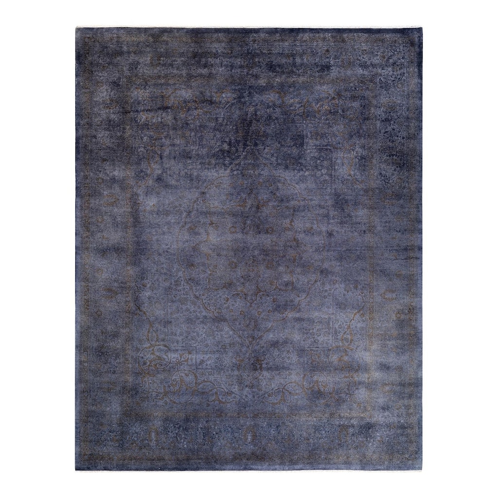 Overton Hand Knotted Wool Vintage Inspired Modern Contemporary Overdyed Purple Area Rug - 8' 1" x 10' 1"