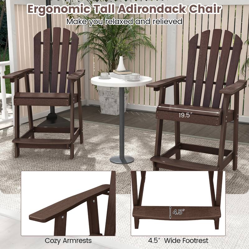 Gymax 2PCS Bar Stool HDPE Chair w/ Armrest Footrest Home Indoor
