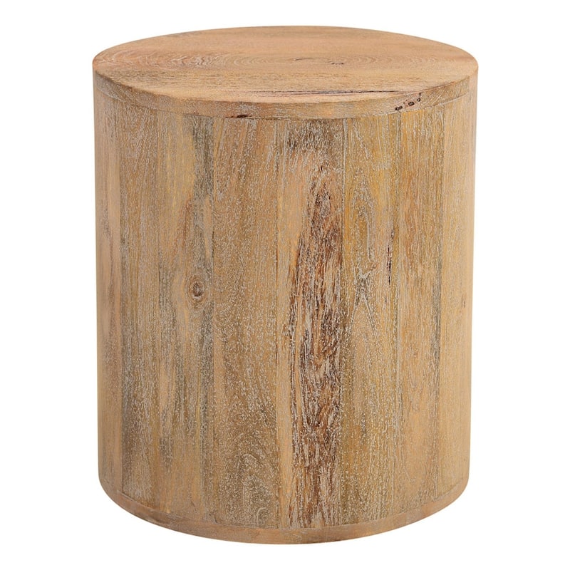 Caden Wood Drum Coffee Table - Light Brown