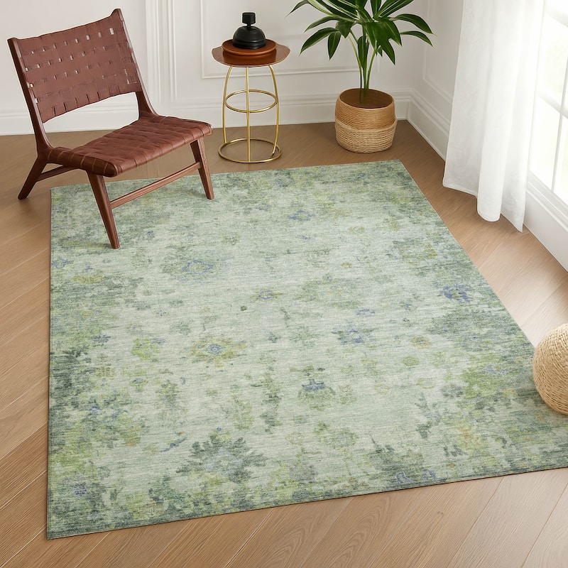 Machine Washable Indoor/ Outdoor Vintage Traditional Chantille Rug