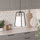 preview thumbnail 10 of 17, Marduk Contemporary Antique Pendant with White Linen Shade Blackened Bronze