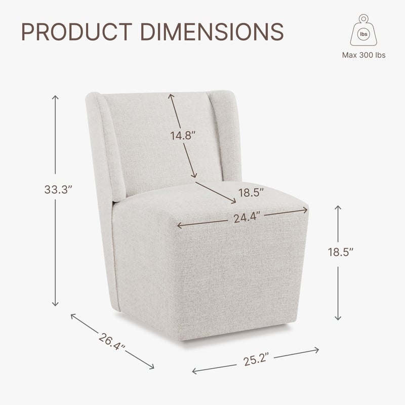 Spruce & Spring Iris Modern Upholstered Fabric Dining Chair with Casters