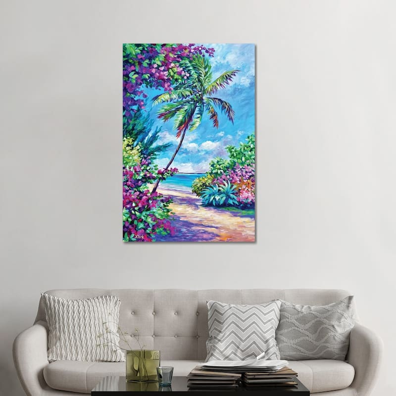 iCanvas "Palm And Bougainvillea" by John Clark Canvas Print - 48x32x1.5