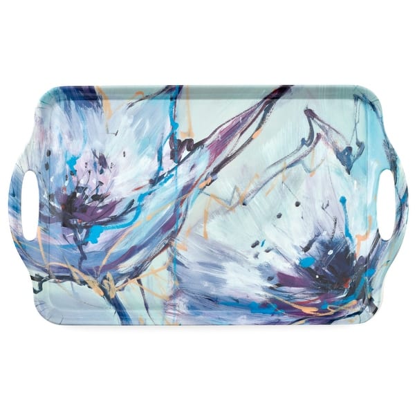slide 2 of 7, Pimpernel Blooms in Lilac Large Melamine Handled Tray - 19.25" x 11.5" 19.25" x 11.5"