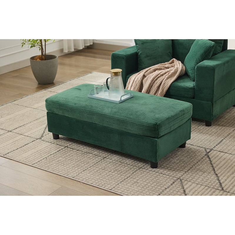 Chaise Lounge Chair with Removable Ottoman, Modern Accent Armchair Corduroy Sleeper Sofa Chair with Pillows for Living Room