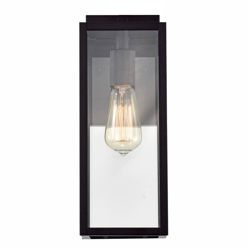 Square Matte Black Outdoor Sconce with Transparent Glass (Set of 2) - 13.75*5*7.25