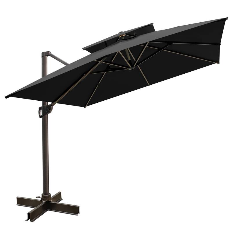 Pellebant 10 ft Double Top Patio Cantilever Umbrella with Base