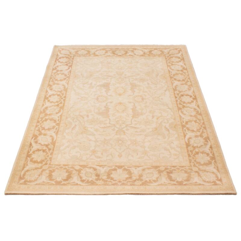 ECARPETGALLERY Hand-knotted Peshawar Oushak Ivory Wool Rug - 6'0 x 8'11