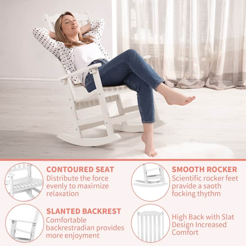 Vrakae Patio All Weather Resistant High Back Rocking Chair
