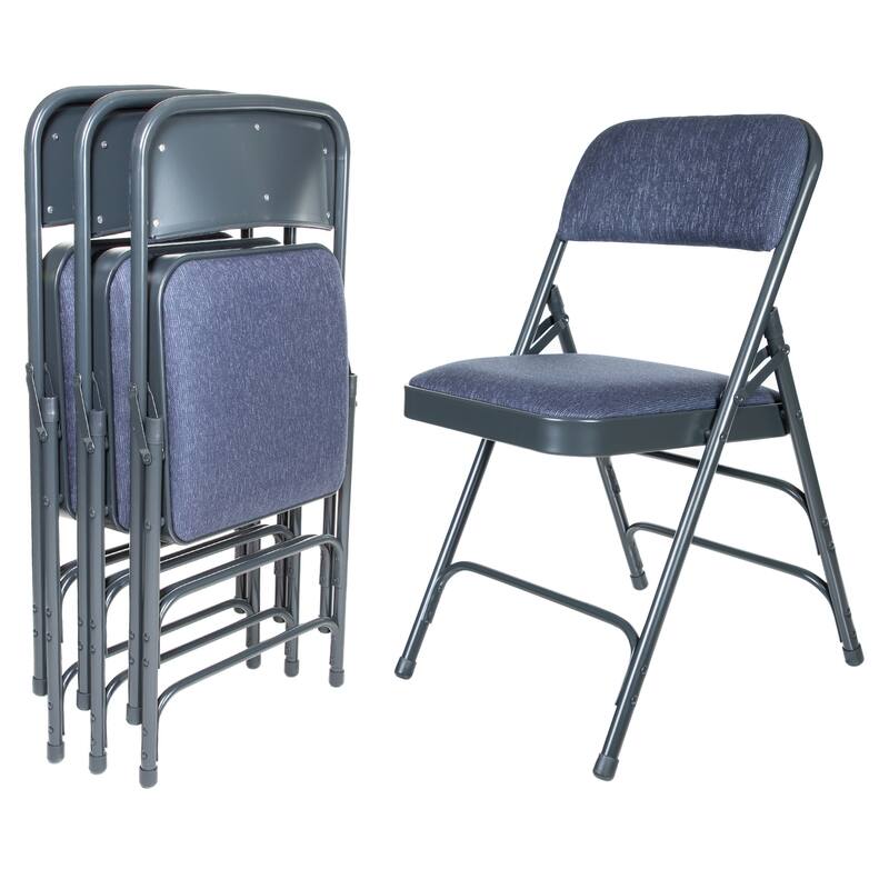 Hampden Furnishings Bernadine Collection Fabric Triple Brace Folding Chair, Pack of 4