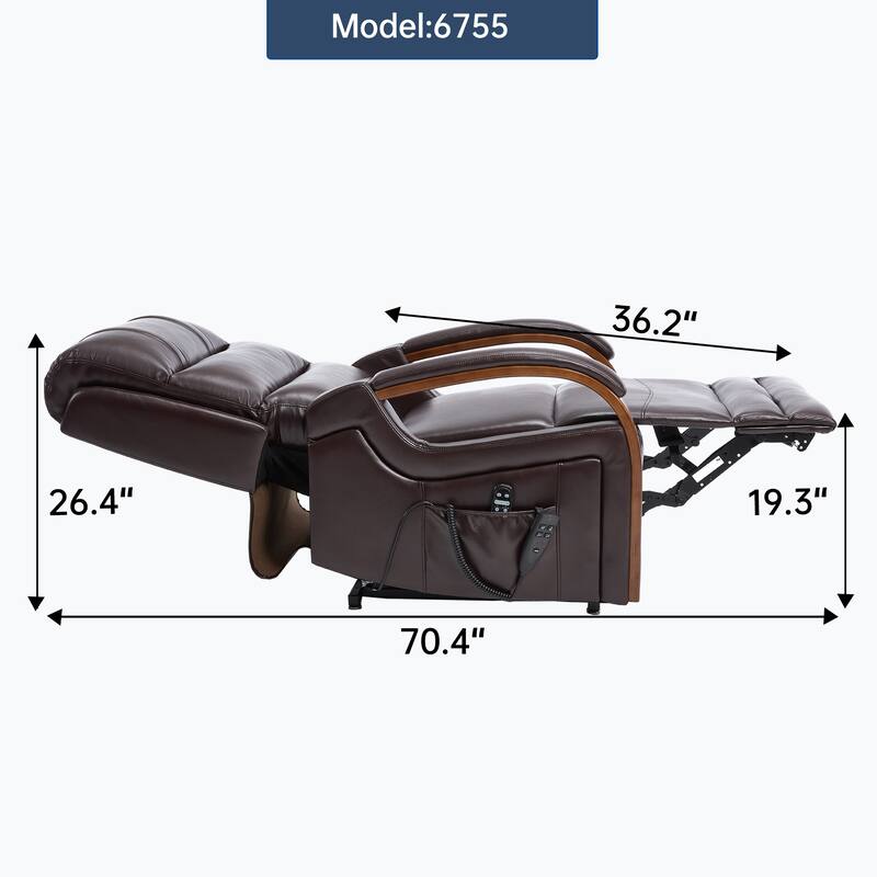 Power Leatheraire Lift Recliner Chair Dual Motor Infinite Position Up to 350 LBS with Solid Wood Armrests