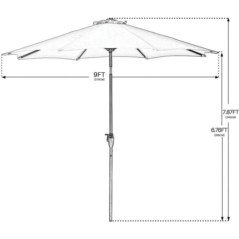Patio 9FT Enhanced Aluminum Patio Umbrella, UV Protected outdoor Umbrella with Auto Crank and Push Button Tilt