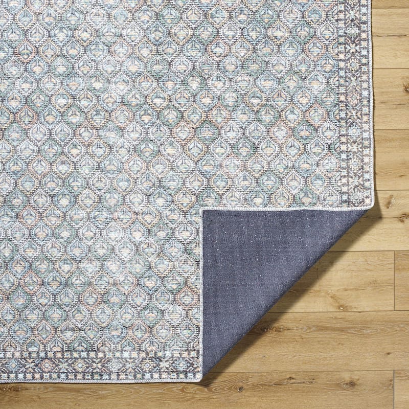 Livabliss Traditional Vinny Diamond Washable Area Rug