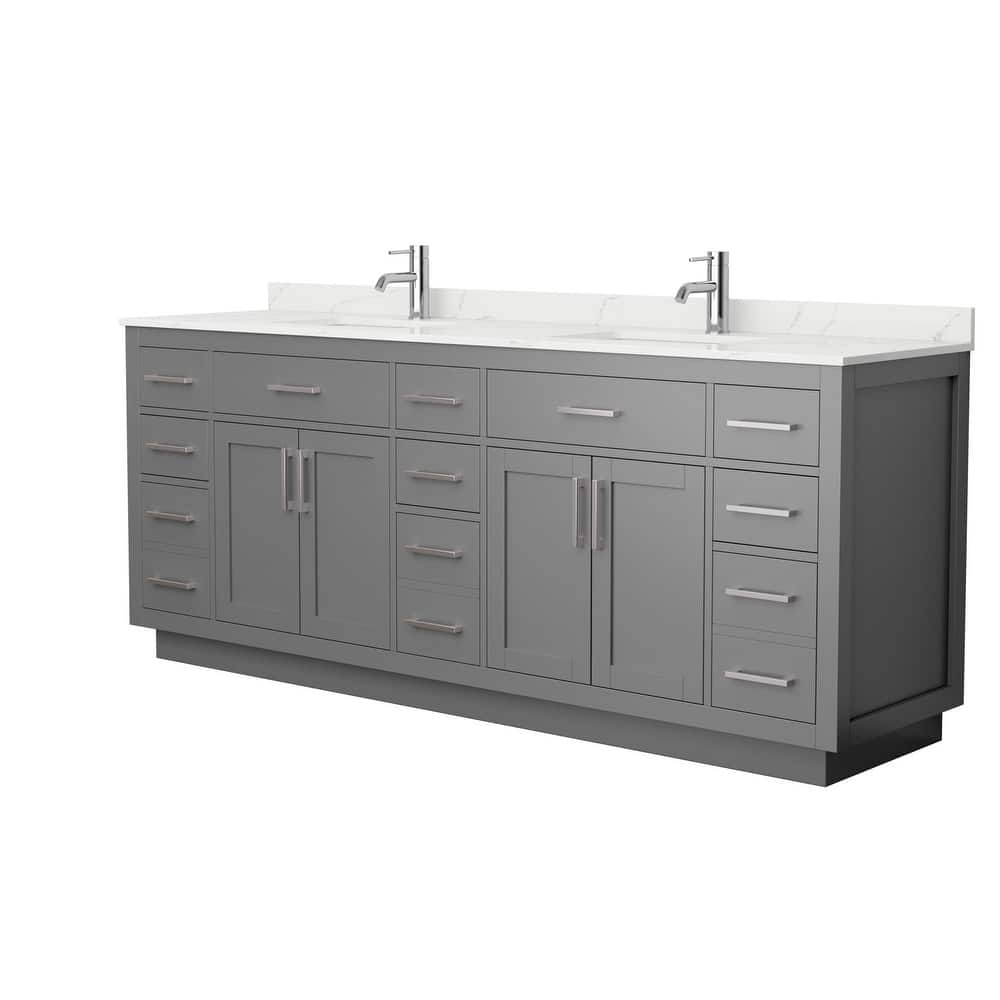Beckett TK 84-inch Double Vanity, Single Hole Quartz Top