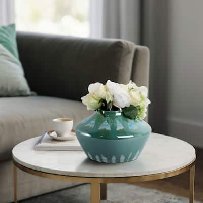 Stoneware Ceramic Decorative Vase with Glossy Drip Glaze Finish