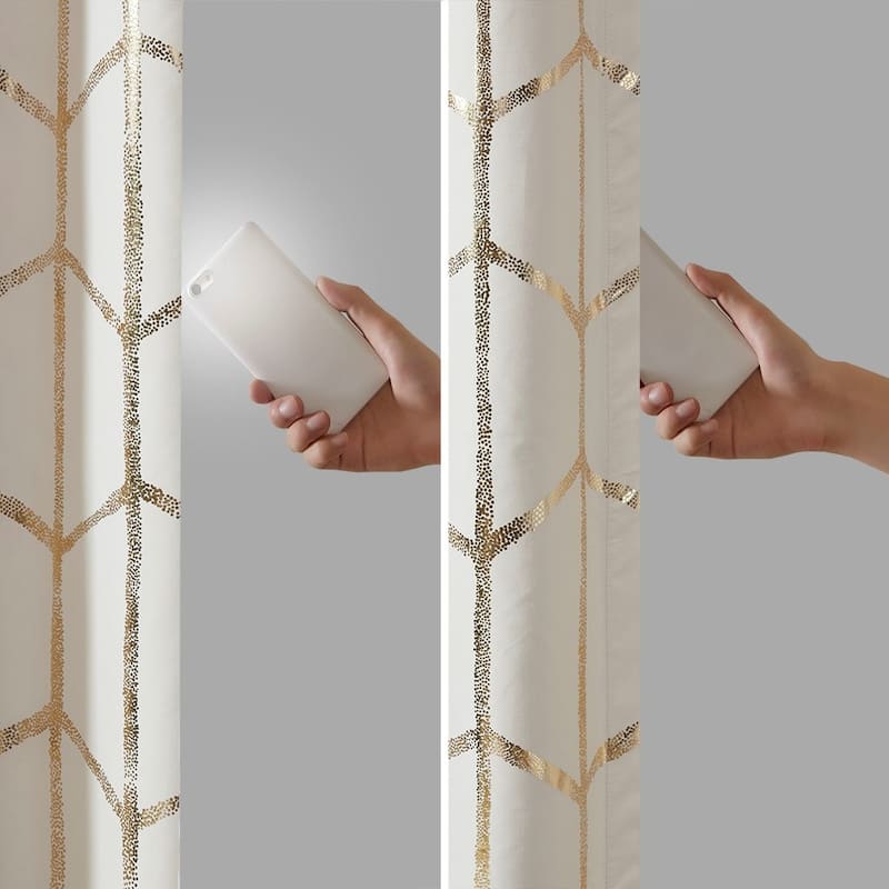 Total Blackout Metallic Print Grommet Top Curtain Panel(Only 1 Pc Panel)