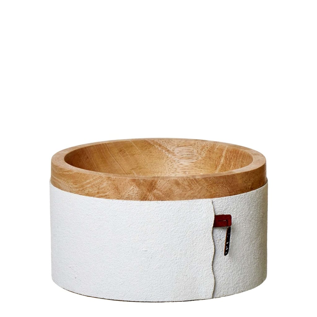 Lg. Mango Wood and Paper Bowl White- A