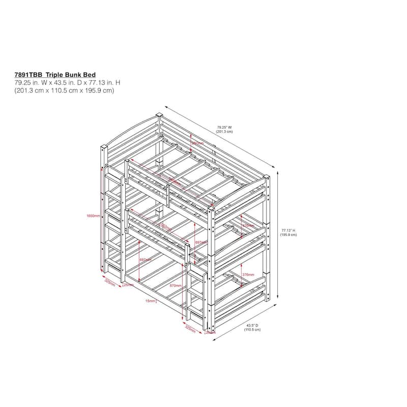Avenue Greene Nola Solid Wood Triple Floor Bunk Bed