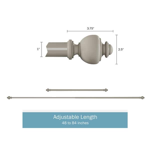 dimension image slide 0 of 6, 1-Inch Decorative Modern Urn Finial Curtain Rod by Lavish Home