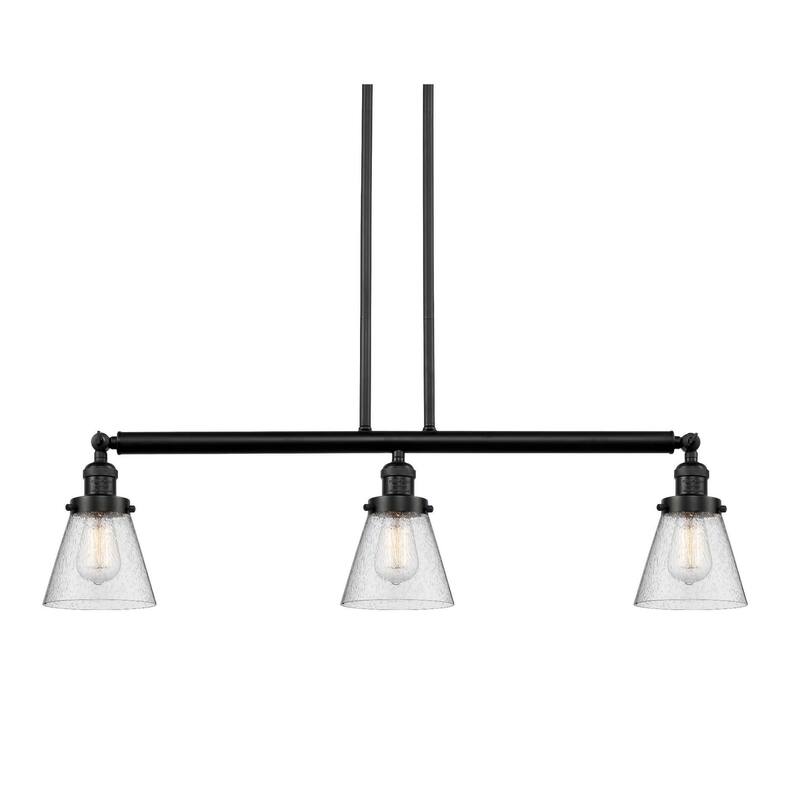 Innovations Lighting Small Cone 3 Light 39" Wide Linear Chandelier - Oil Rubbed Bronze / Seedy