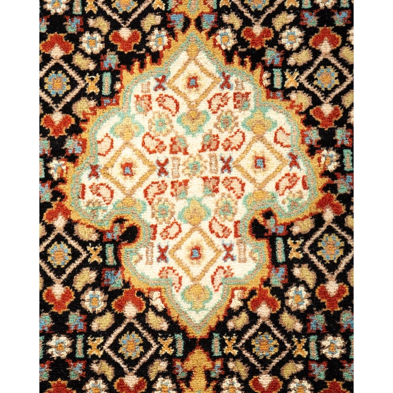 Overton Hand Knotted Wool Traditional Oriental Black Area Rug - 6' x 9'