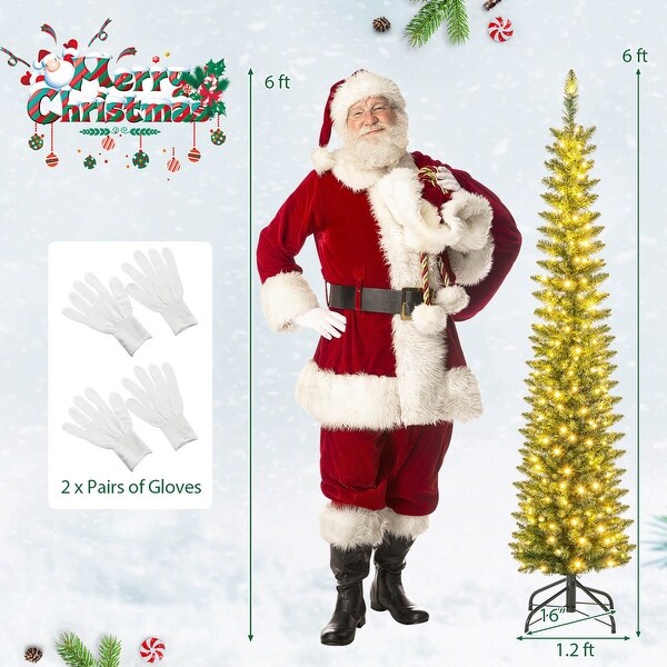 5/6/7/8/9 FT Pre-lit Christmas Tree Artificial Pencil Xmas Tree