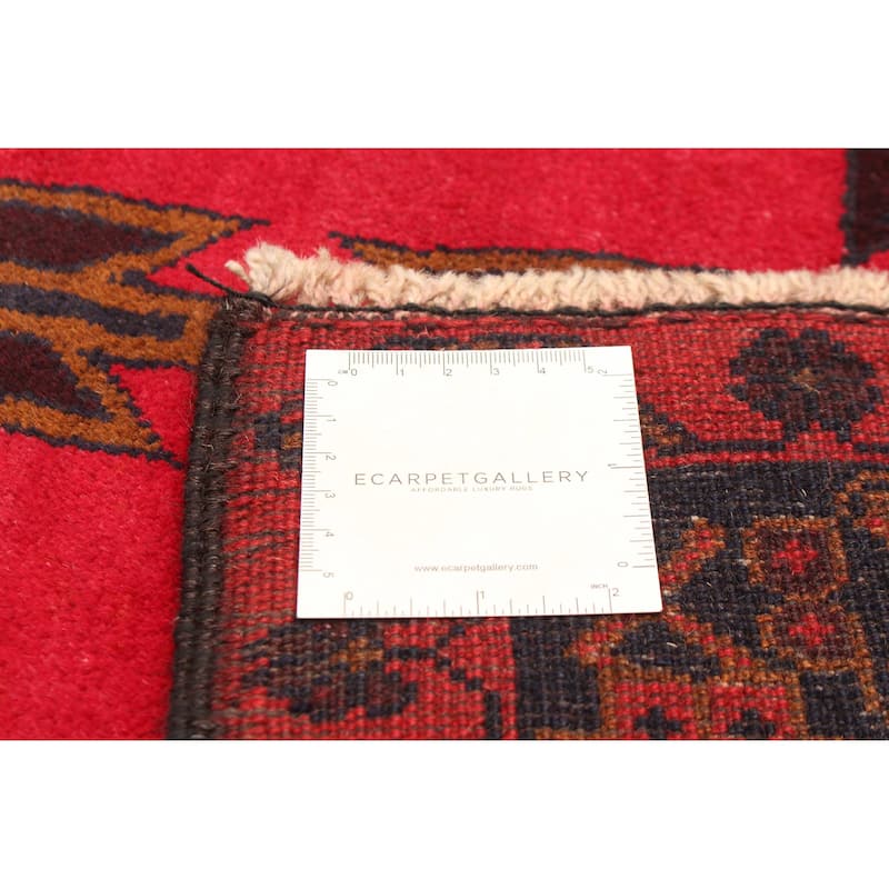 ECARPETGALLERY Hand-knotted Teimani Red Wool Rug - 3'7 x 6'11