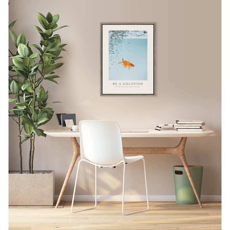 Kate and Laurel Sylvie Be a Goldfish Framed Canvas by The Creative Bunch Studio