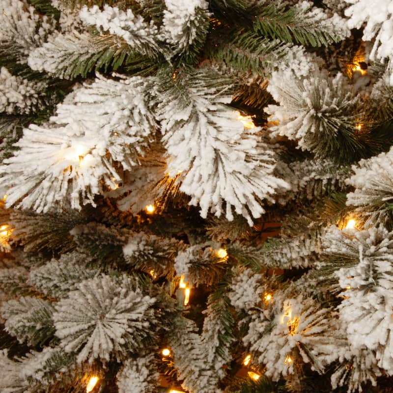 National Tree Company 7.5 ft. Snowy Westwood Slim Pine Tree with Clear Lights - 7.5 Foot