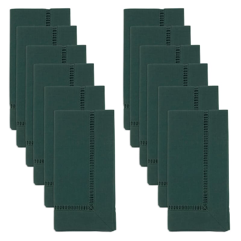 Decorative Napkins (Set of 12) - Stitched Border Detail for Dining and Entertaining