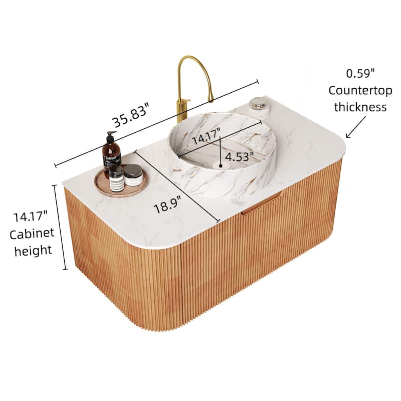 Wall-Mounted Floating Bathroom Vanity with Sink