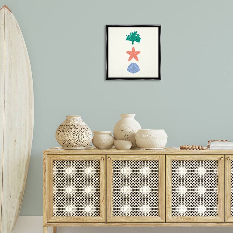 Stupell Coral & Sea Life Minimal Framed Floater Canvas Wall Art Design By Sazerelli Designs