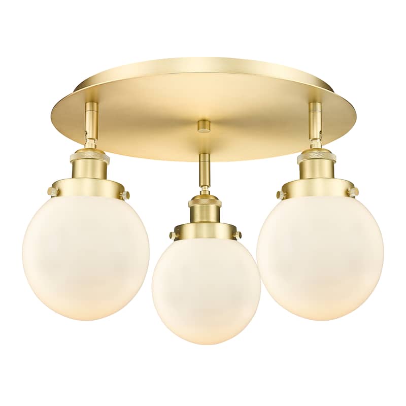 Innovations Lighting Beacon - 3 Light 18" Flush Mount - Satin Gold/Matte White