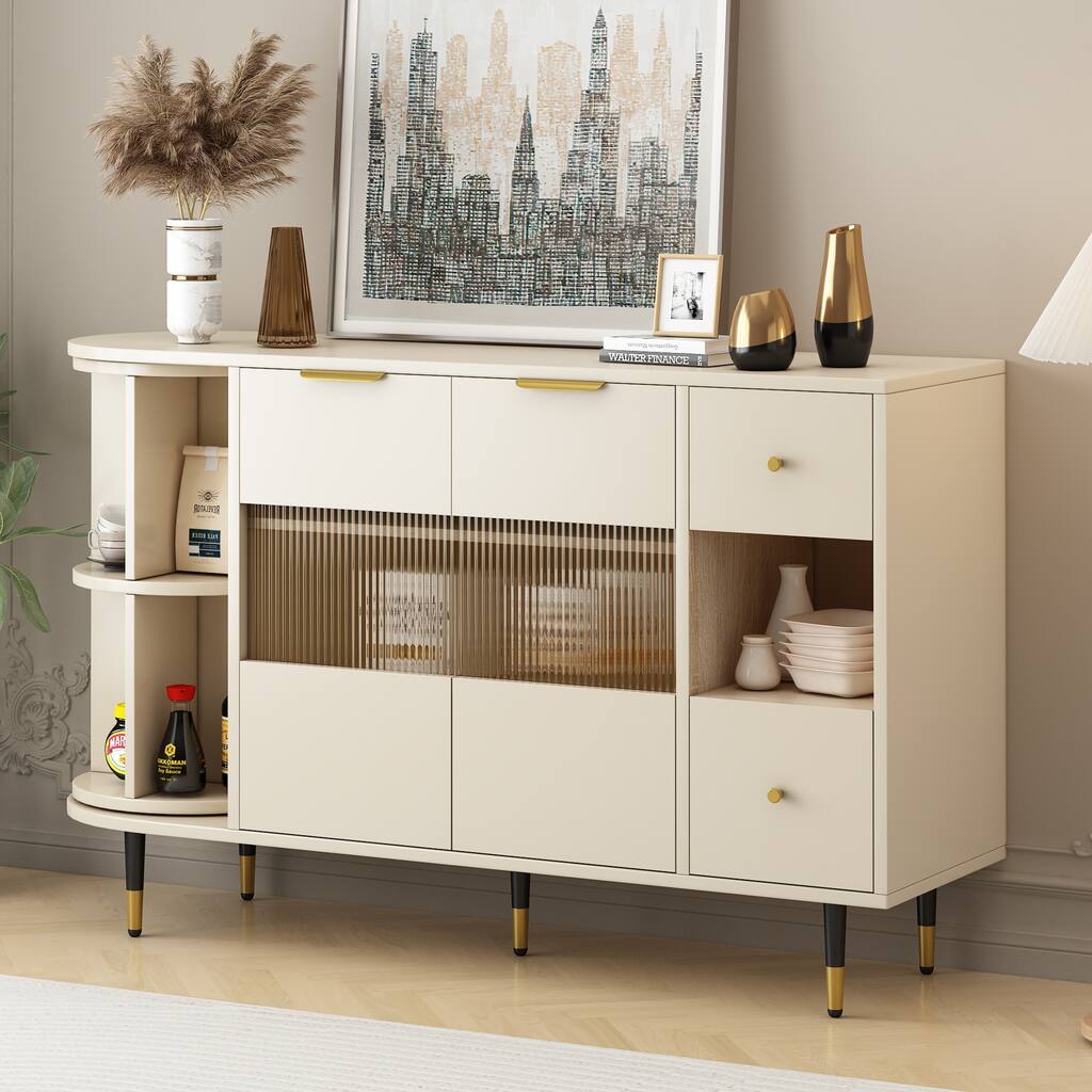 Modern Rotating Storage Cabinet with 2 Doors and 2 Drawers for Living Room, Study, Balcony
