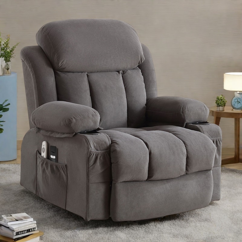 Power Lift Recliner Chair with Massage and Heat for , Electric Lift Sofa with Remote Control, USB Port - Grey