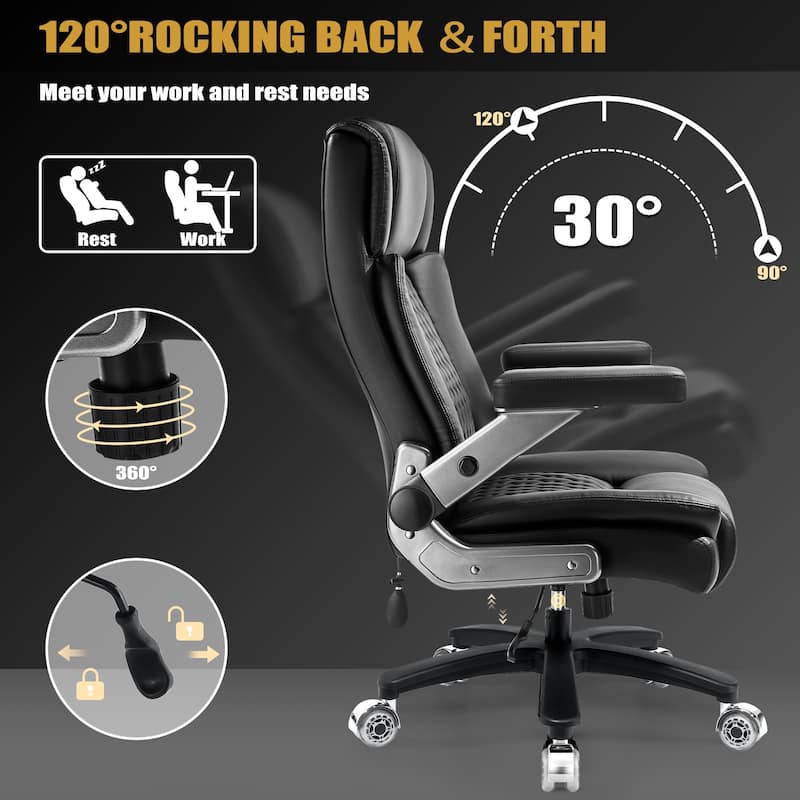 BOSSIN Big and Tall Office Chair, Heavy Duty Executive Desk Chair with 5D Adjustable Arms & Lumbar Support, Spring Cushion
