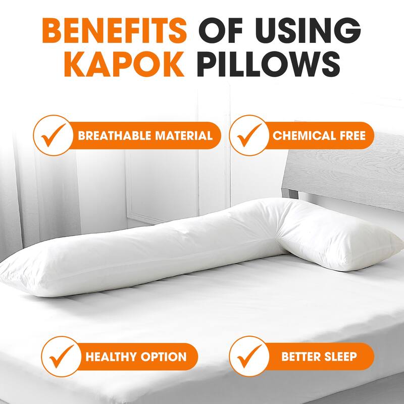 Cheer Collection L-Shaped Kapok Fiber Body Pillow with Removable Washable Cover