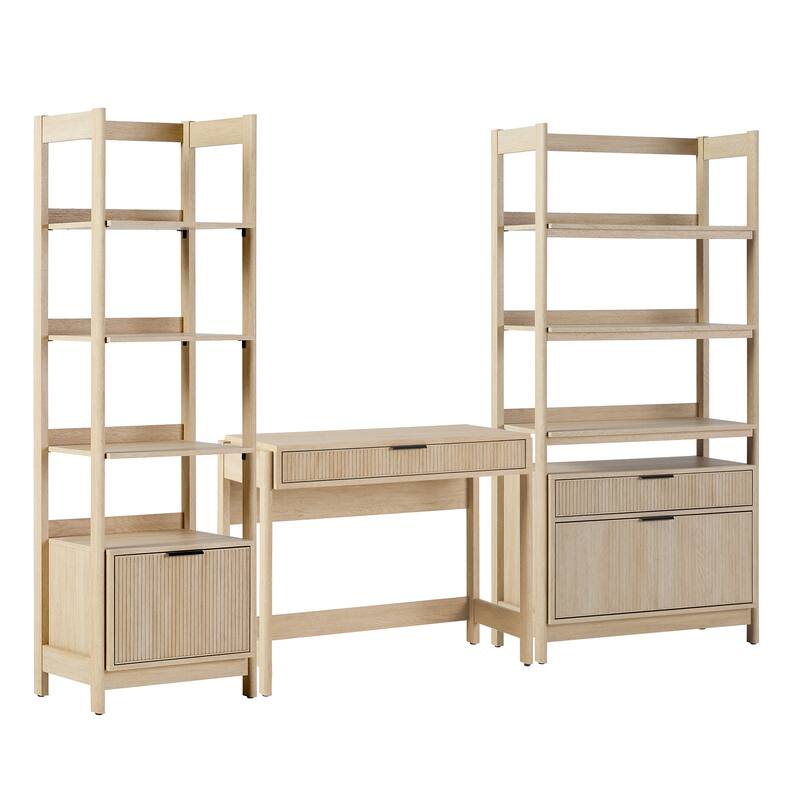 Middlebrook 3-Piece Set Writing Desk with 1 Wide and 1 Narrow Bookcase