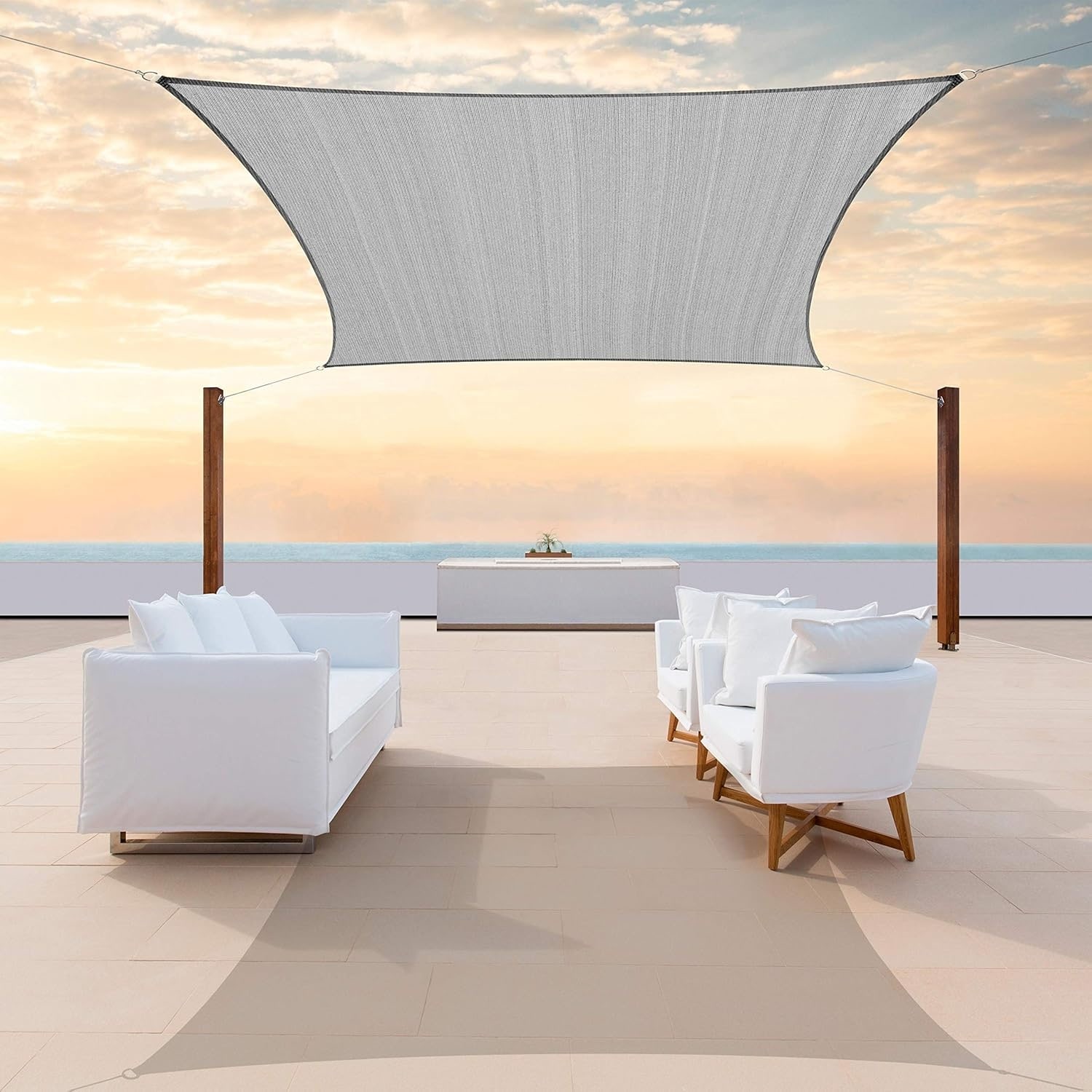 9' x 24' Grey UV Block Sun Shade Sail Canopy, Heavy Duty 180 GSM, 95% UV Protection, 3-Year Warranty
