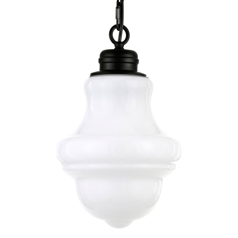 Annie Blackened Bronze and White Milk Glass Pendant - Blackened Bronze/Milk Glass - Blackened Bronze/Milk Glass
