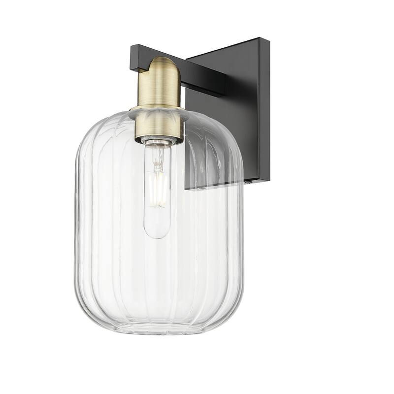 Innovations Lighting 716-1W-14-7 Preston Sconce Preston 14" Tall Wall - Black Antique Brass / Clear