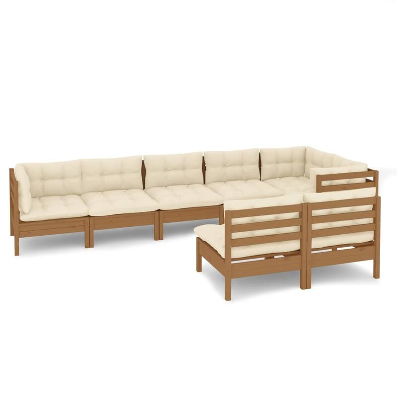 vidaXL Solid Pinewood Patio Lounge Set 9 Piece with Cushions Multi Colors - 25" x 25" x 24.6"