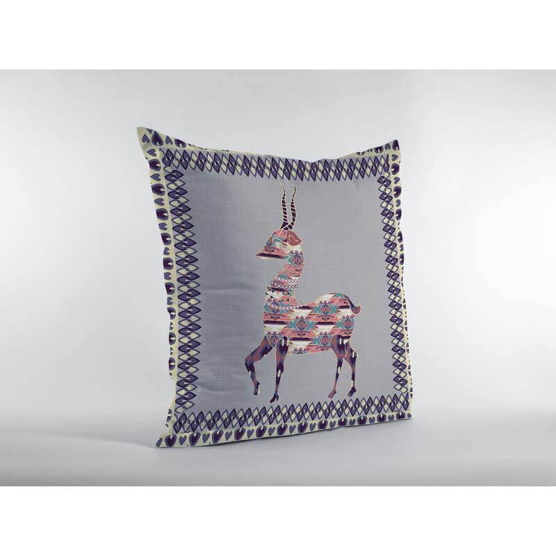 Amrita Sen Standing Deer Faux Suede Throw Pillow Zip