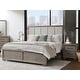 preview thumbnail 1 of 11, Roundhill Furniture Ennesley 3-Piece Gray Wood Bedroom Set, Upholstered Panel Bed and 2 Nightstands King