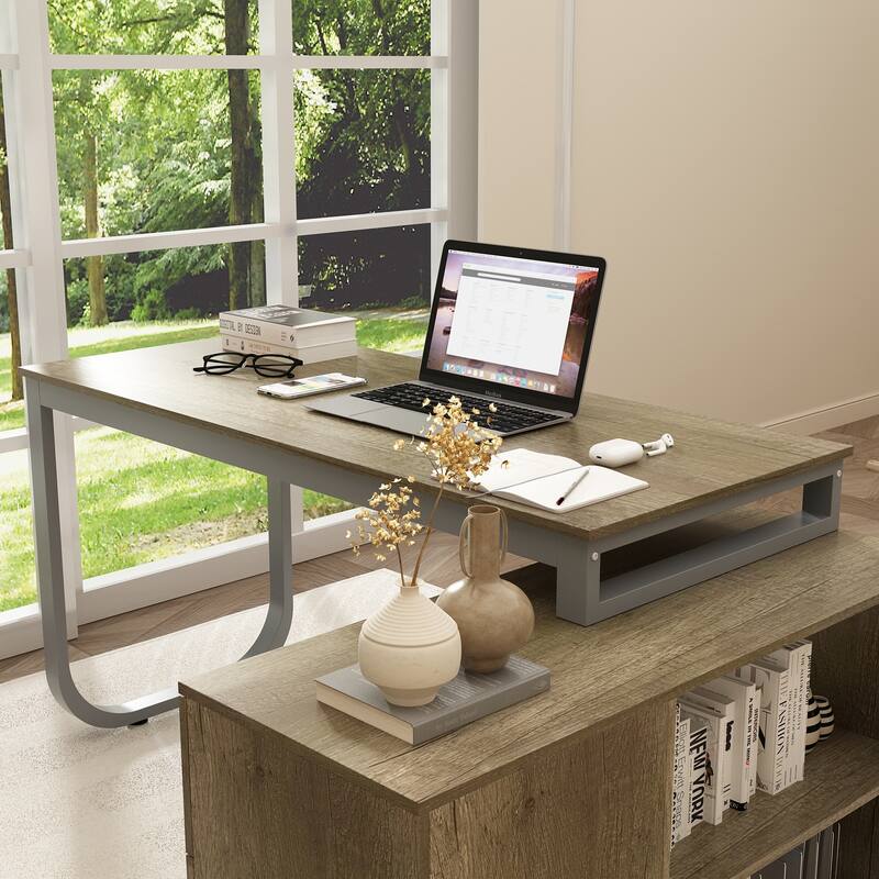 55-inch Timechee L-shaped Storage Computer Desk