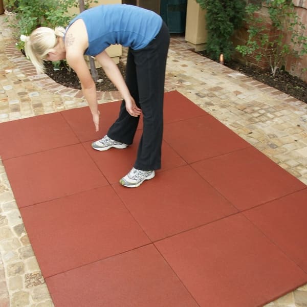slide 2 of 2, Rubber-Cal Eco-Sport 1-inch Interlocking Flooring Tiles - 1 x 19.5 x 19.5-inch Rubber Tile - 3 Pack, 8.5 Sqr/Ft Coverage 20 x 20 - Coal