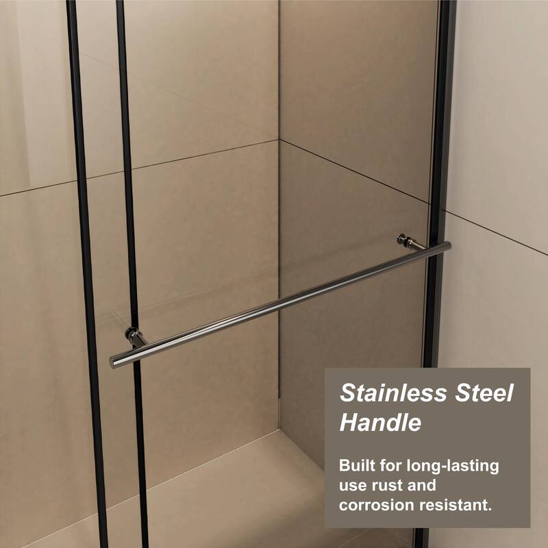 30-60" W x 72" H Sliding Shower Door, 1/4" Thick Glass with Stainless Steel Handle for Walk-in Shower