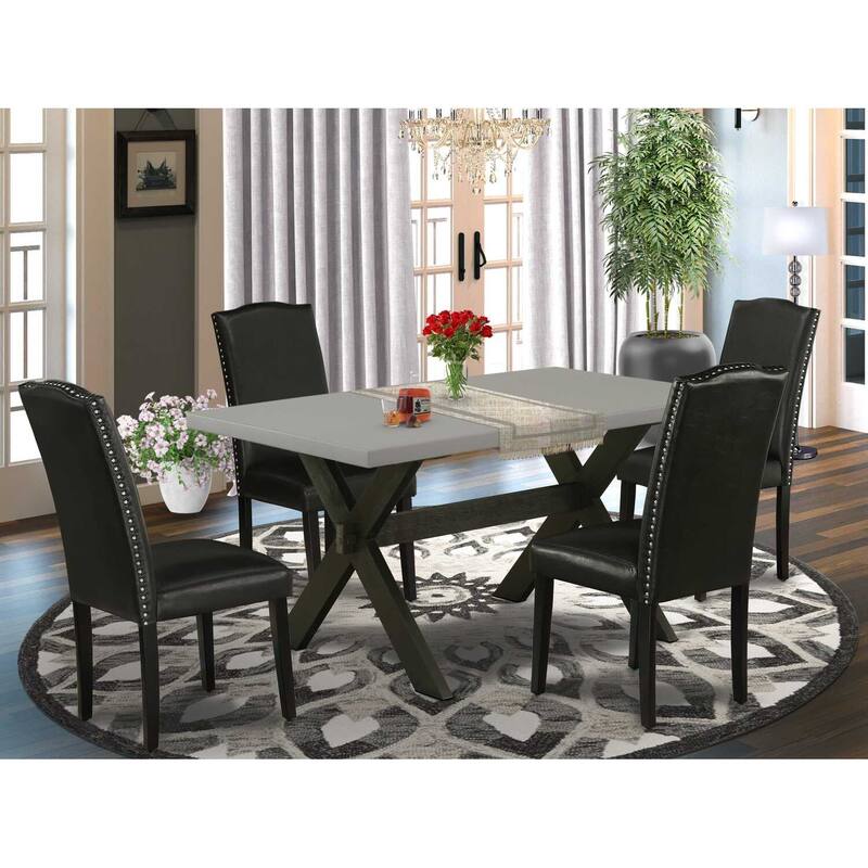 5-Piece Natural Oak Finish Solid Wood Top Dining table with 4 Chairs with