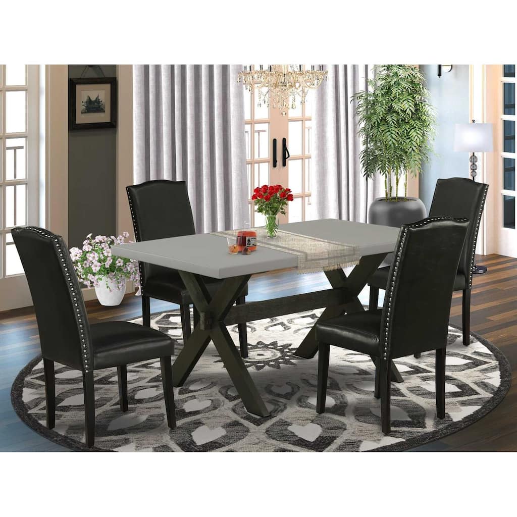 5-Piece Natural Oak Finish Solid Wood Top Dining table with 4 Chairs with